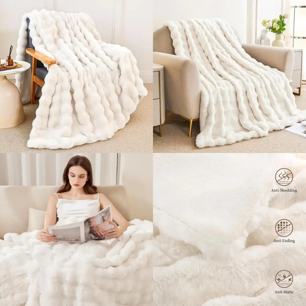 Artificial rabbit fur blanket