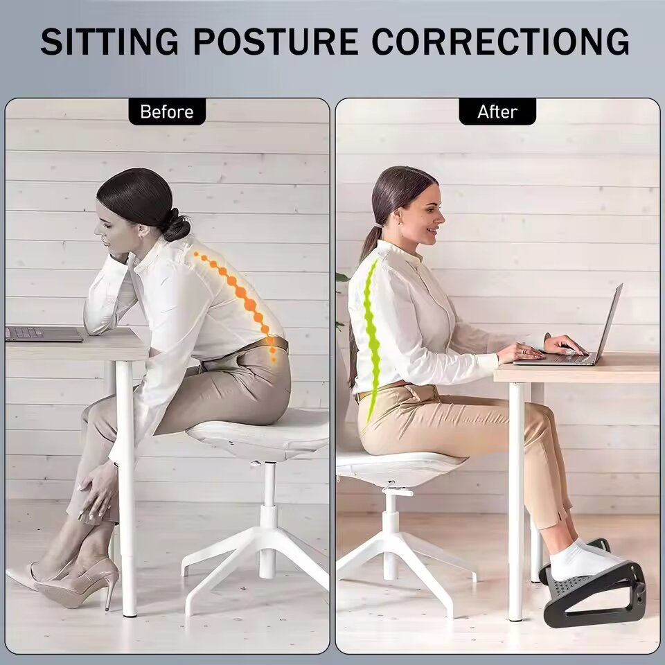 Portable Ergonomic Footrest with Massage Rollers
