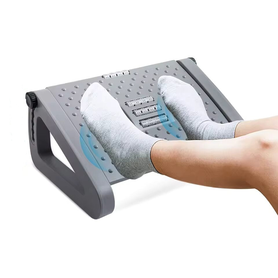 Portable Ergonomic Footrest with Massage Rollers
