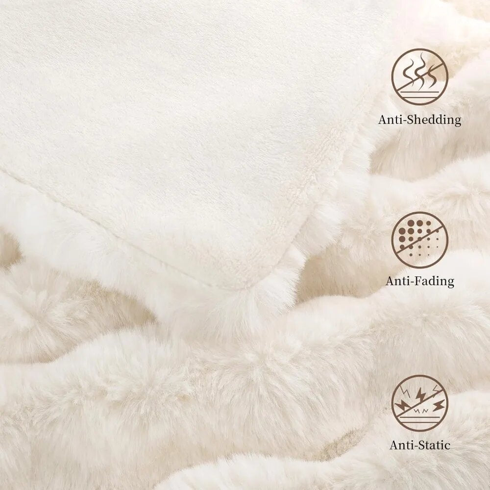 Artificial rabbit fur blanket