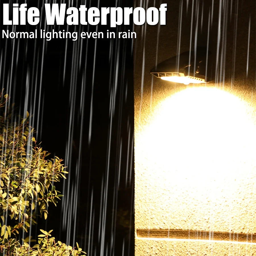 Outdoor solar LED light with clamp