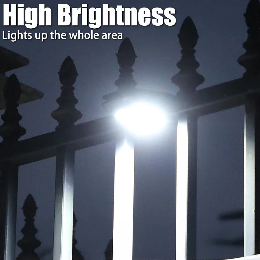 Outdoor solar LED light with clamp