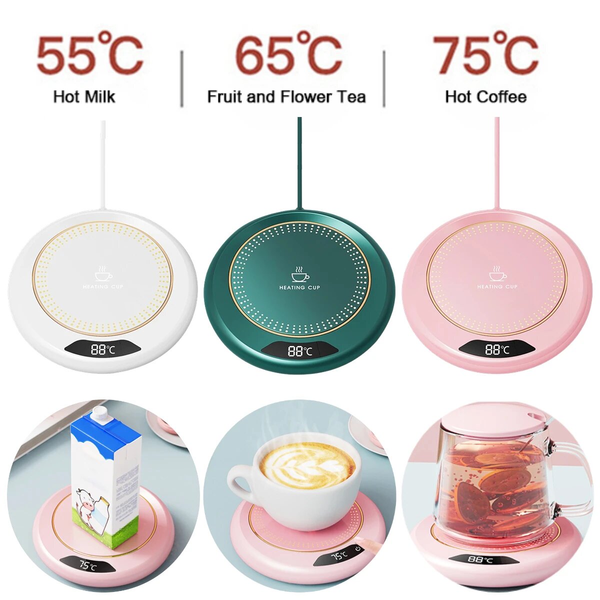 Cup warmer with USB port