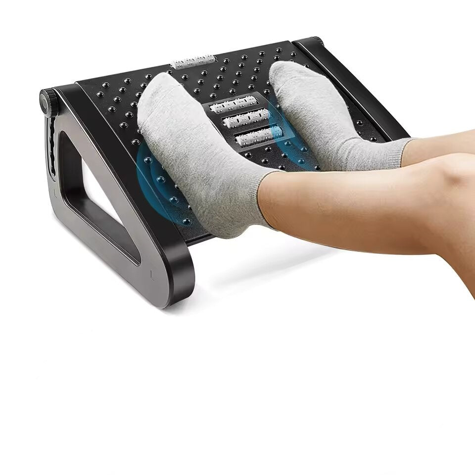 Portable Ergonomic Footrest with Massage Rollers