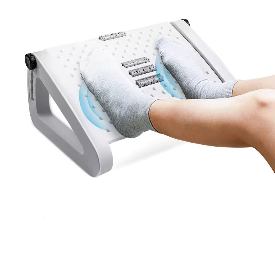 Portable Ergonomic Footrest with Massage Rollers